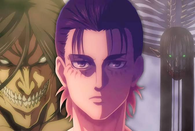 Eren Yeager in his Survey Corps uniform, green eyes and long hair, mid-argument
